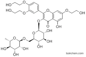 Molecular Structure of 31511-30-5 (3-[[6-O-(6-deoxy-alpha-L-mannopyranosyl)-beta-D-glucopyranosyl]oxy]-2-(3,4-dihydroxyphenyl)-5,7-dihydroxy-4H-1-benzopyran-4-one, tris(2-hydroxyethyl) ether)